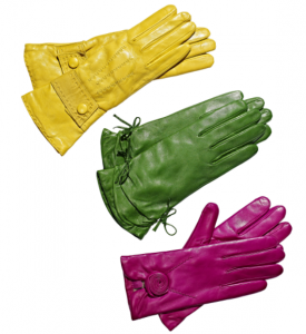 Colorful Italian Leather Gloves with Bows and Button Details