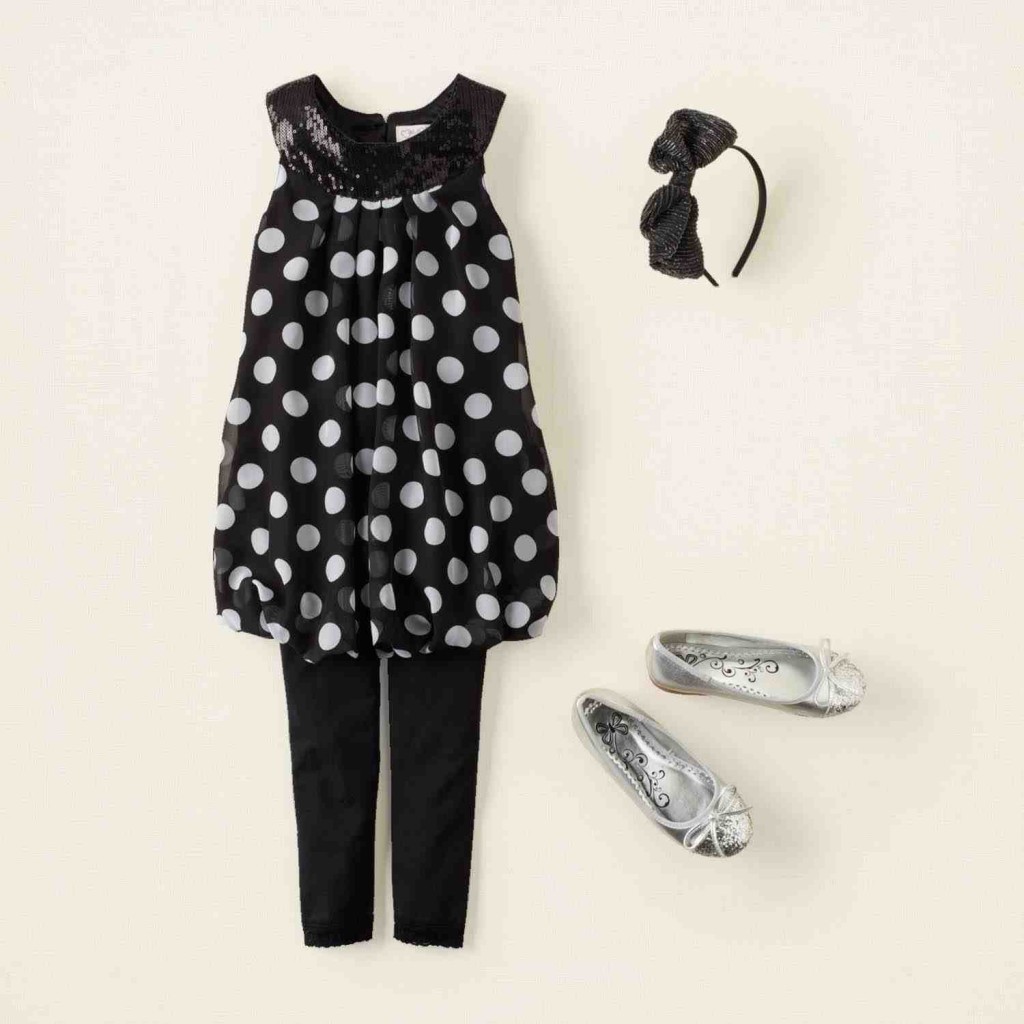 Polka Dot Bubble Dress, Sequin Ballet Flats and Bow Headband - Children's Place
