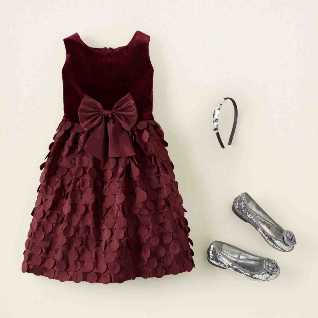 Paillet Bow Dress, Ballet Flats and Headband