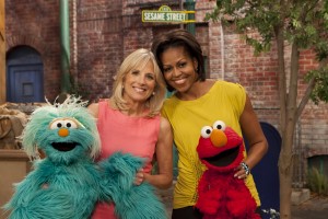 First Lady Michelle Obam)a and Dr. Jill Biden on Sesame Street-Termine (photo: SesameStreet.org