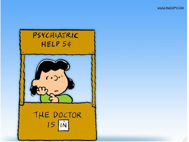 Lucy Psychiatric Help Desk (Credit: Peanuts.com)