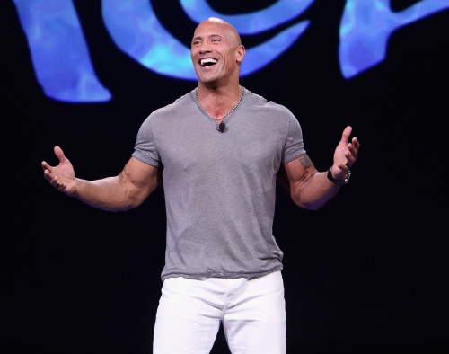 ANAHEIM, CA - AUGUST 14: Actor Dwayne Johnson of MOANA took part today in "Pixar and Walt Disney Animation Studios: The Upcoming Films" presentation at Disney's D23 EXPO 2015 in Anaheim, Calif. (Photo by Jesse Grant/Getty Images for Disney) *** Local Caption *** Dwayne Johnson