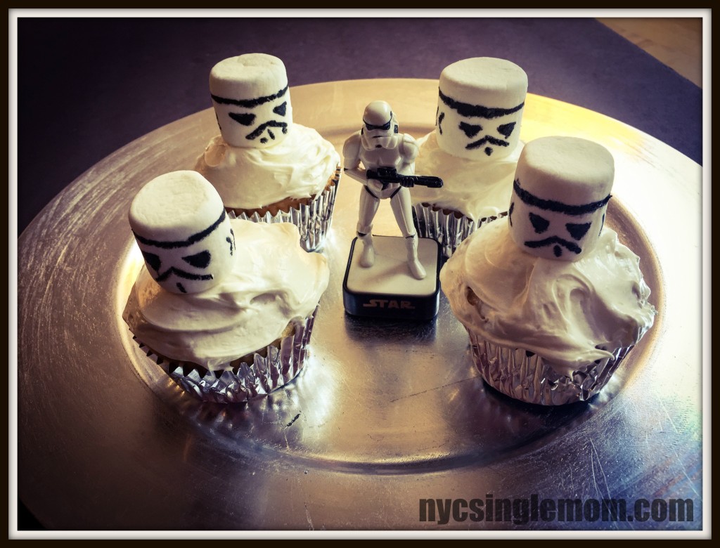 "Stormtrooper Cupcakes for Star Wars Viewing Party"