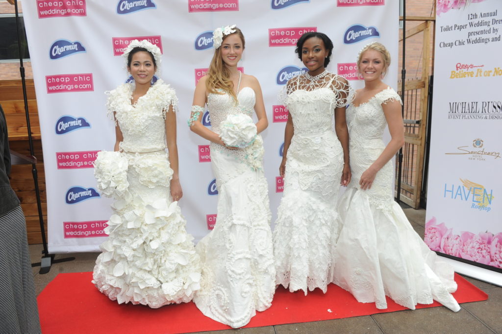 12th Annual Toilet Paper Wedding Dress Contest presented by Cheap Chic Weddings and Charmin, Thursday, June 16, 2016 in New York. (Diane Bondareff/AP Images for Charmin)