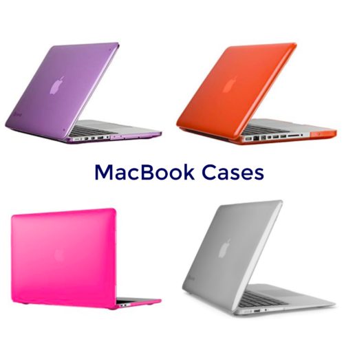 Purple, orange, pink and gray Speck Macbook Cases