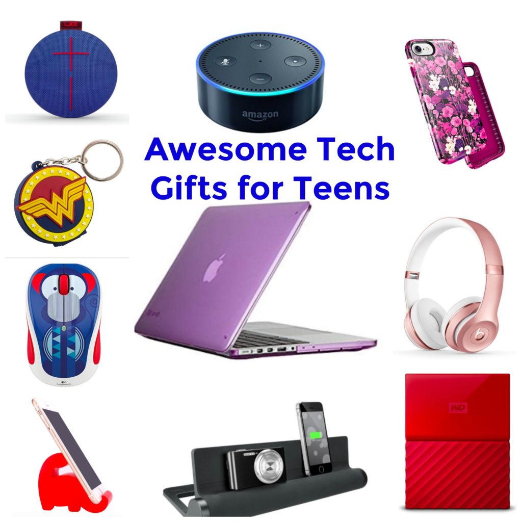 Colorful collage of the Best Tech Gifts for Teens