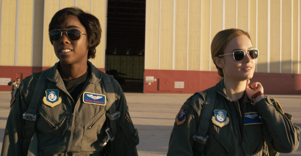  Maria Rambeau (Lashana Lynch) and Captain Marvel (Brie Larson) 